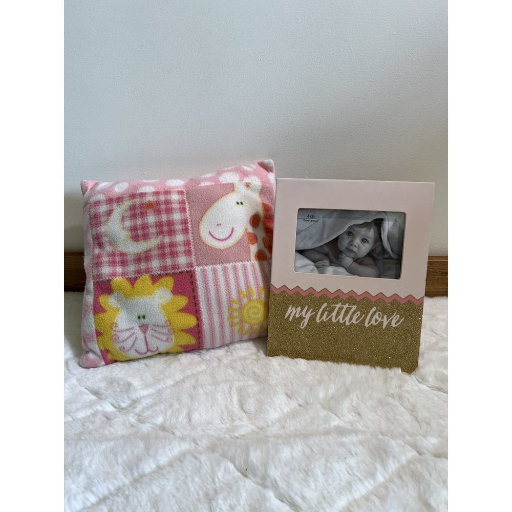 Baby Girls  Pink Fleece Pillow & Pink Nursery Picture Frame ✨BOGO